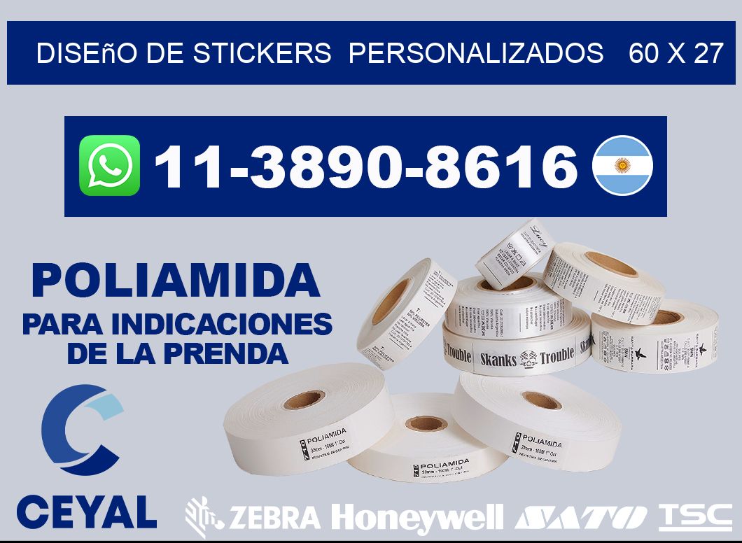 diseño de stickers  personalizados   60 x 27