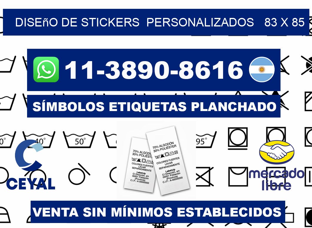 diseño de stickers  personalizados   83 x 85
