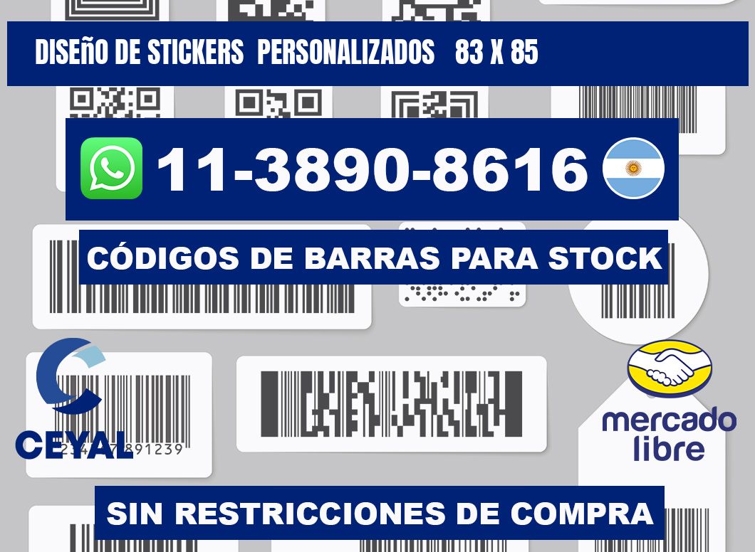 diseño de stickers  personalizados   83 x 85