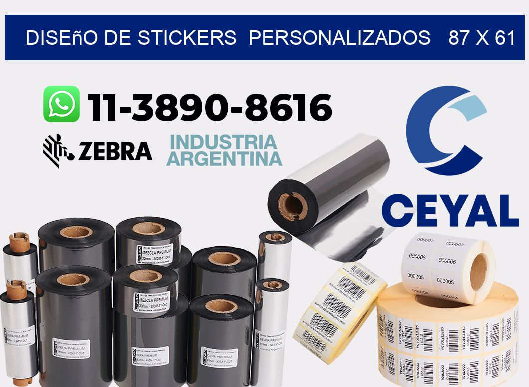diseño de stickers  personalizados   87 x 61