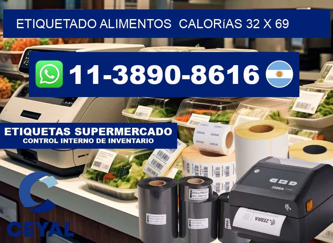 etiquetado alimentos Calorías 32 x 69