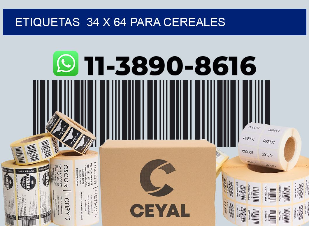 etiquetas 34 x 64 para Cereales