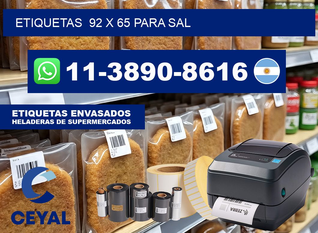 etiquetas  92 x 65 para Sal