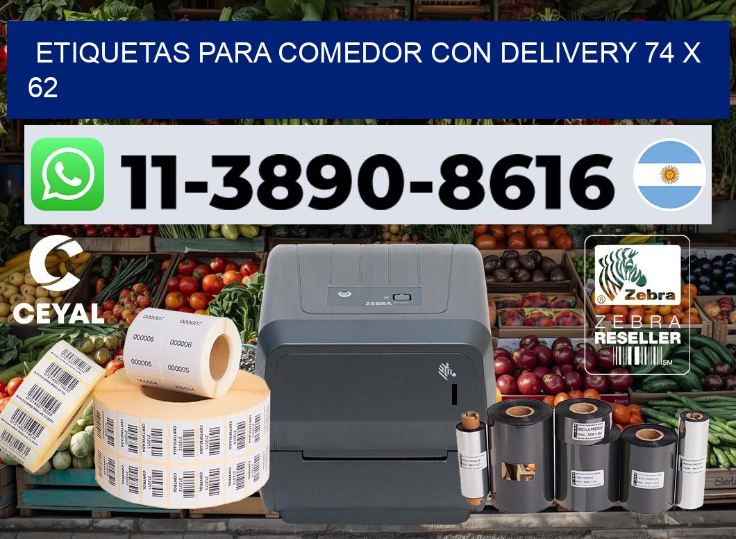 etiquetas para Comedor con delivery 74 x 62