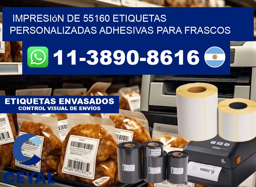 impresión de 55160 etiquetas personalizadas adhesivas para frascos