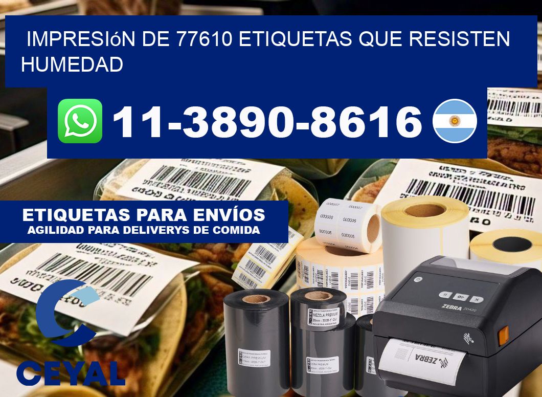 impresión de 77610 etiquetas que resisten humedad