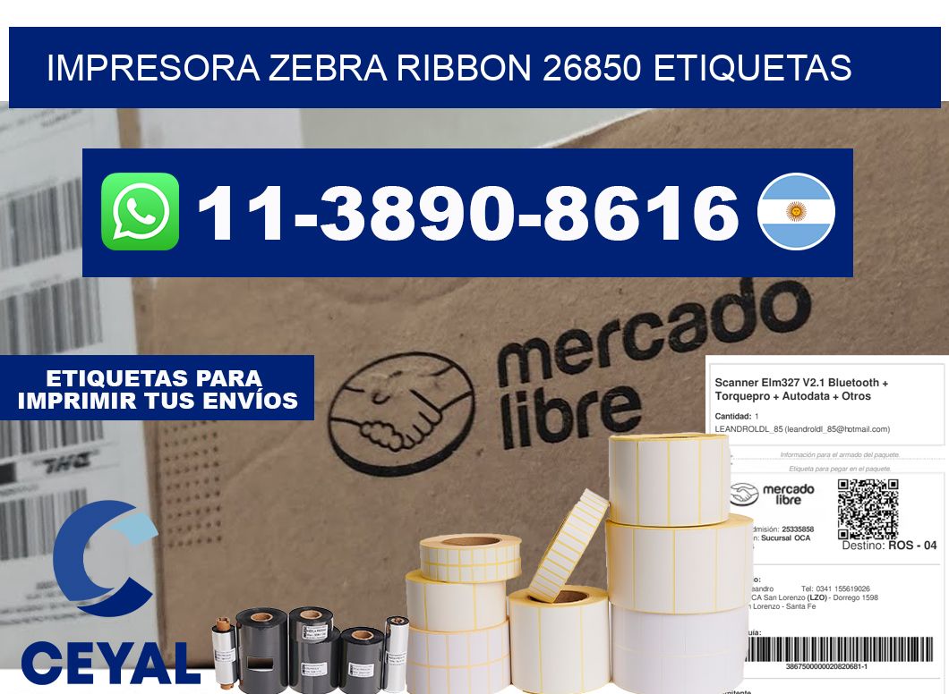 impresora zebra ribbon 26850 etiquetas