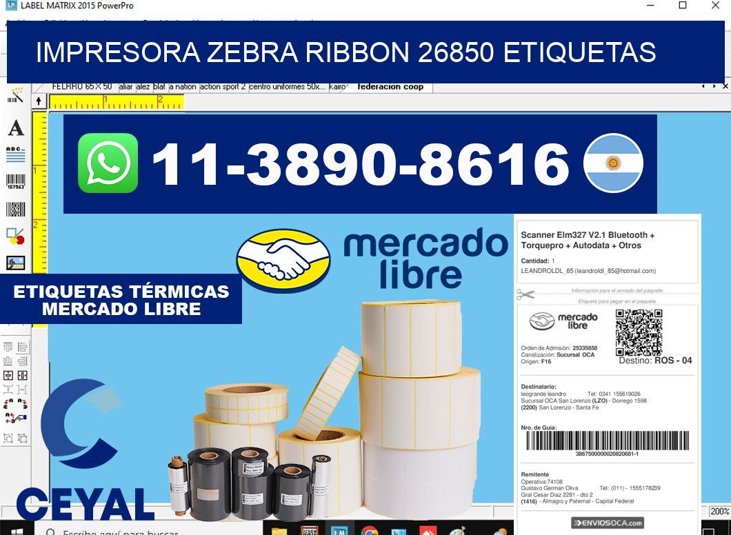 impresora zebra ribbon 26850 etiquetas