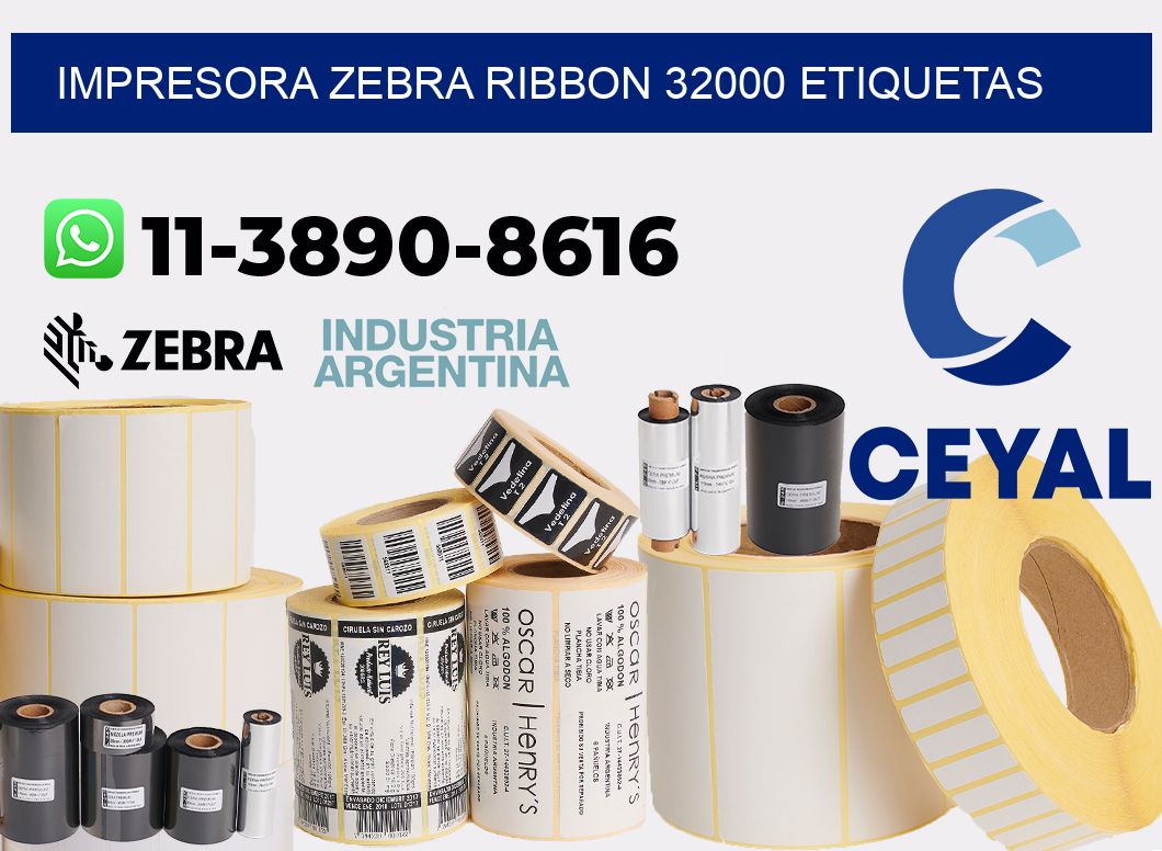 impresora zebra ribbon 32000 etiquetas