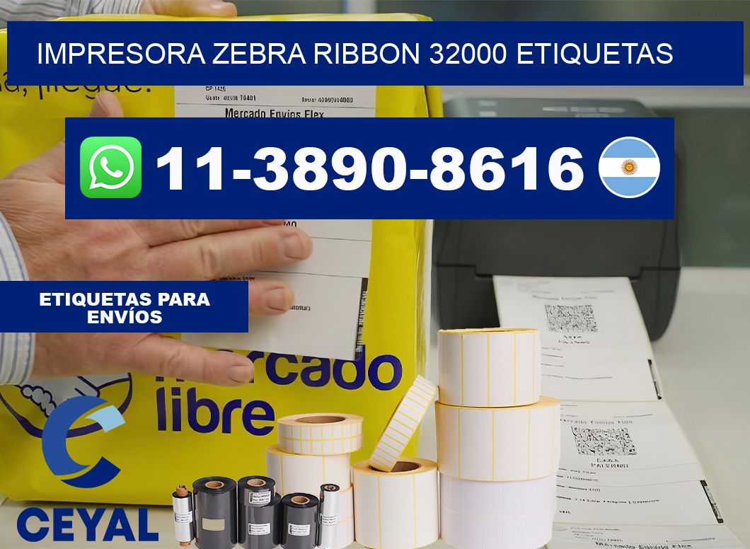 impresora zebra ribbon 32000 etiquetas