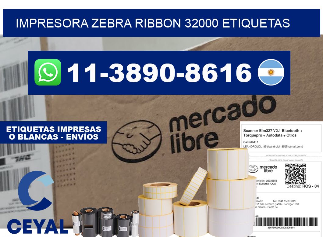 impresora zebra ribbon 32000 etiquetas