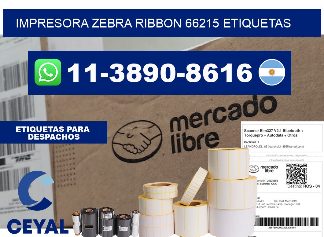 impresora zebra ribbon 66215 etiquetas