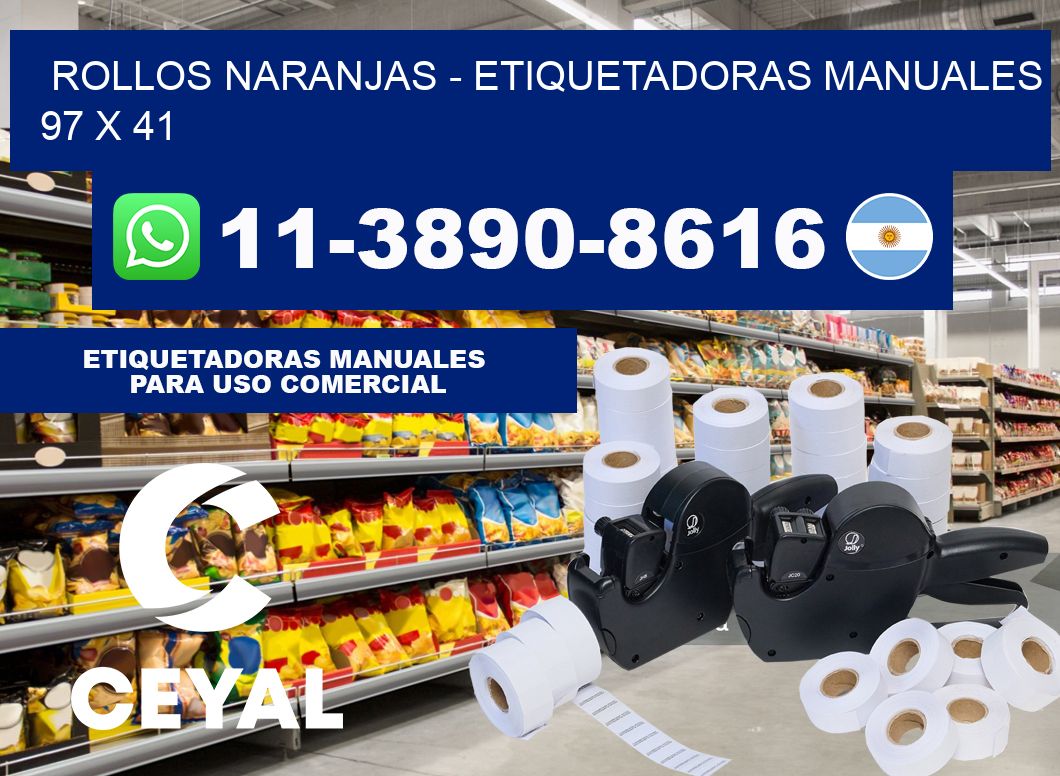 rollos naranjas - Etiquetadoras Manuales  97 x 41