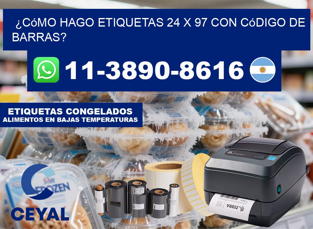 ¿Cómo hago etiquetas 24 x 97 con código de barras?
