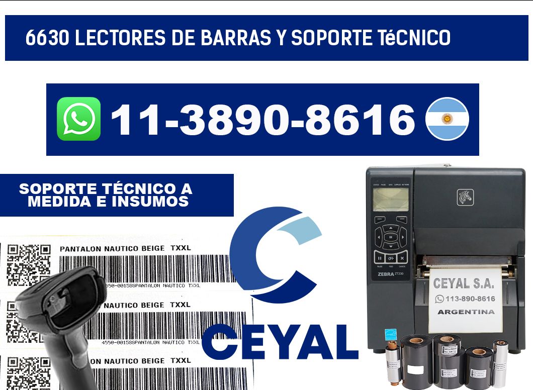 6630 Lectores de barras y Soporte Técnico