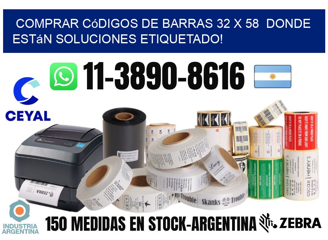 Comprar códigos de barras 32 x 58  donde están soluciones etiquetado!