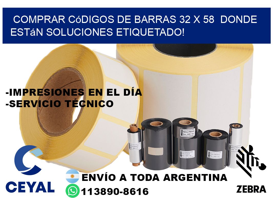Comprar códigos de barras 32 x 58  donde están soluciones etiquetado!
