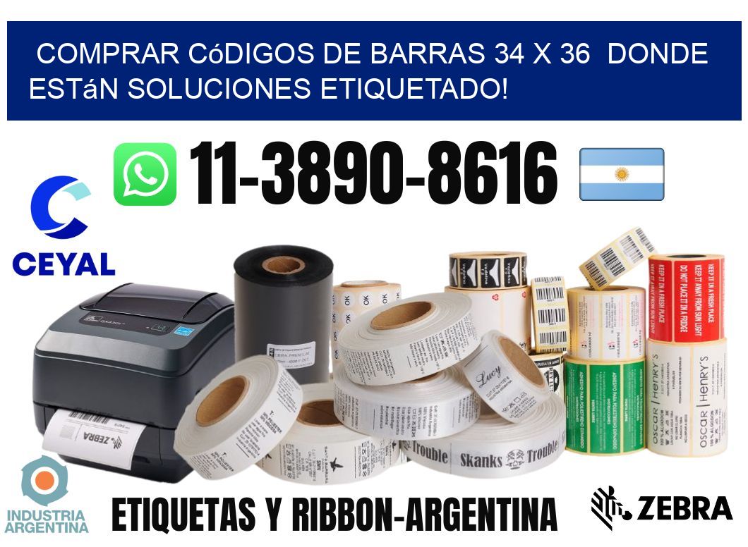 Comprar códigos de barras 34 x 36  donde están soluciones etiquetado!