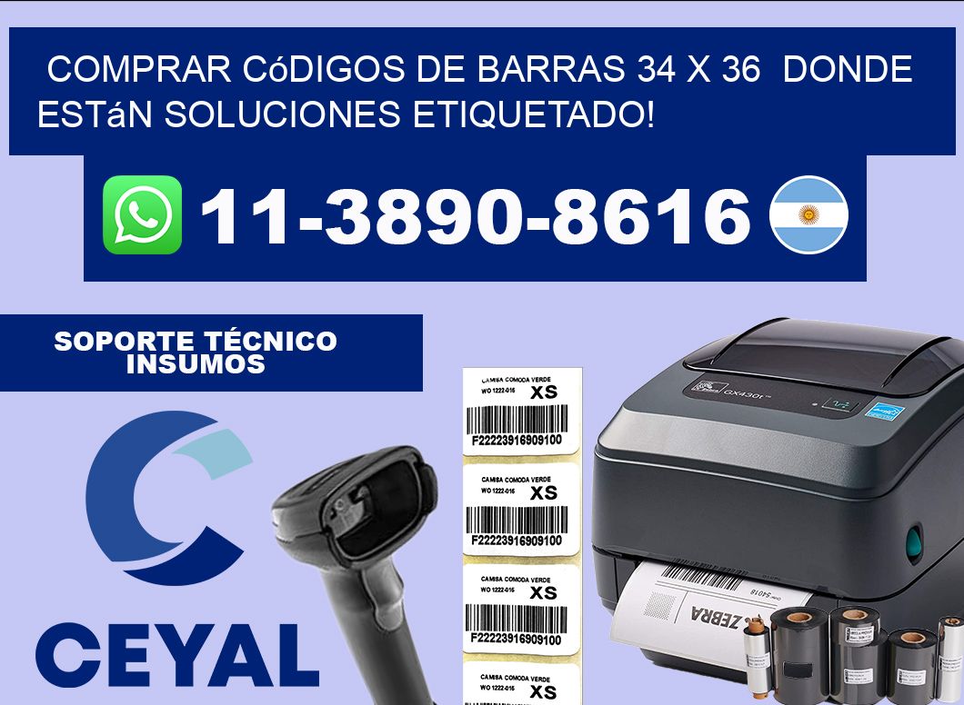Comprar códigos de barras 34 x 36  donde están soluciones etiquetado!
