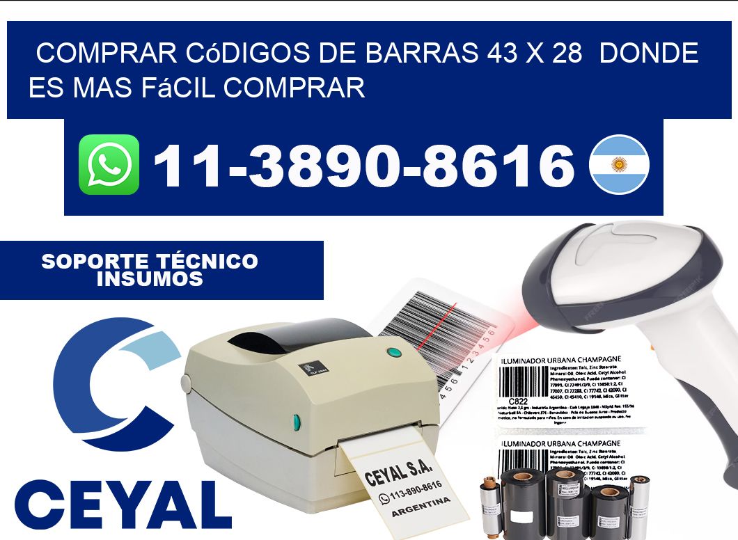 Comprar códigos de barras 43 x 28  Donde es mas fácil comprar