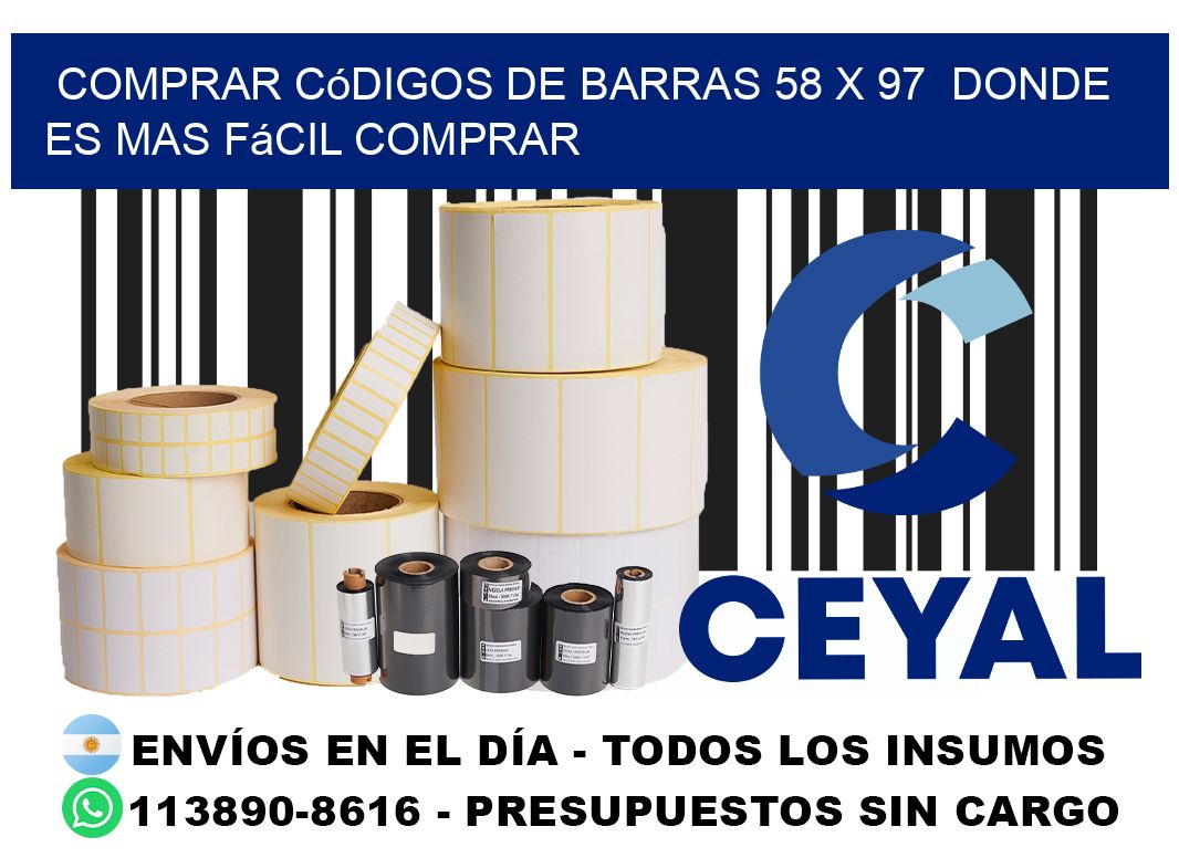 Comprar códigos de barras 58 x 97  Donde es mas fácil comprar