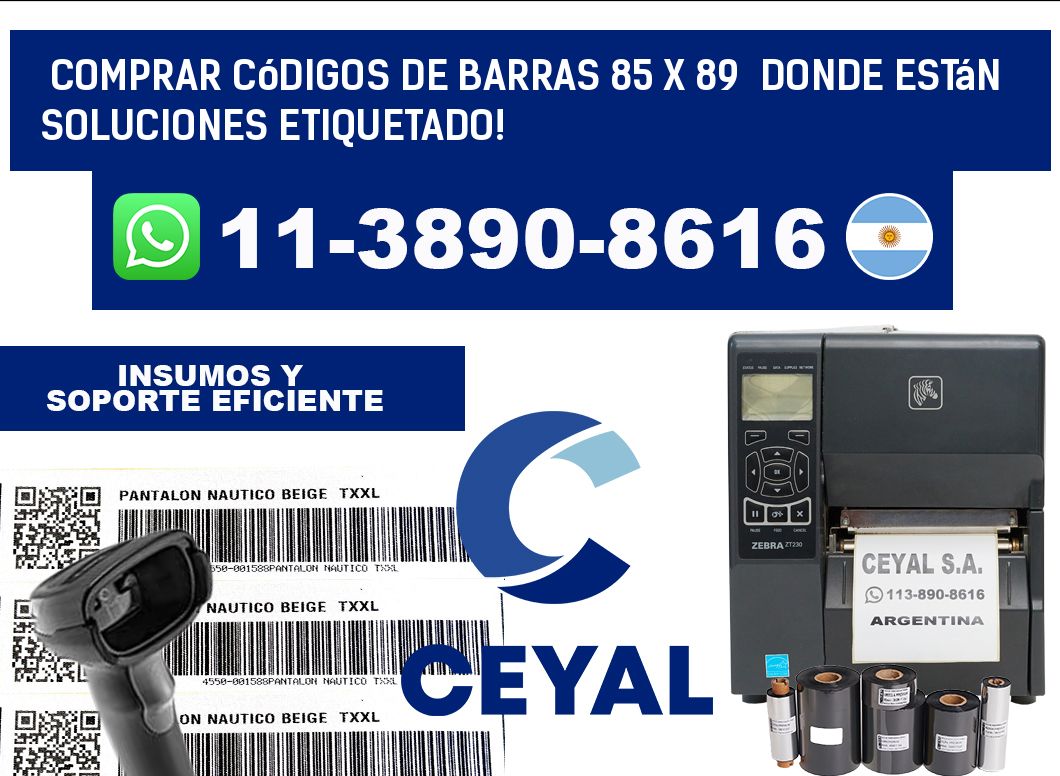 Comprar códigos de barras 85 x 89  donde están soluciones etiquetado!