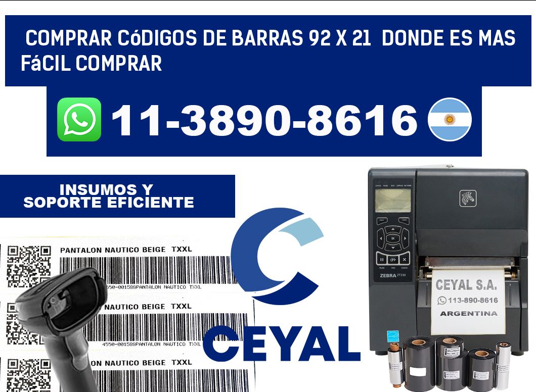 Comprar códigos de barras 92 x 21  Donde es mas fácil comprar