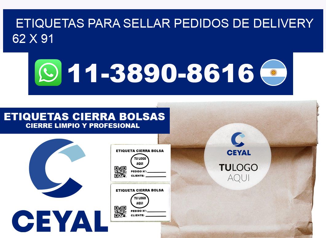 ETIQUETAS PARA SELLAR PEDIDOS DE DELIVERY 62 x 91