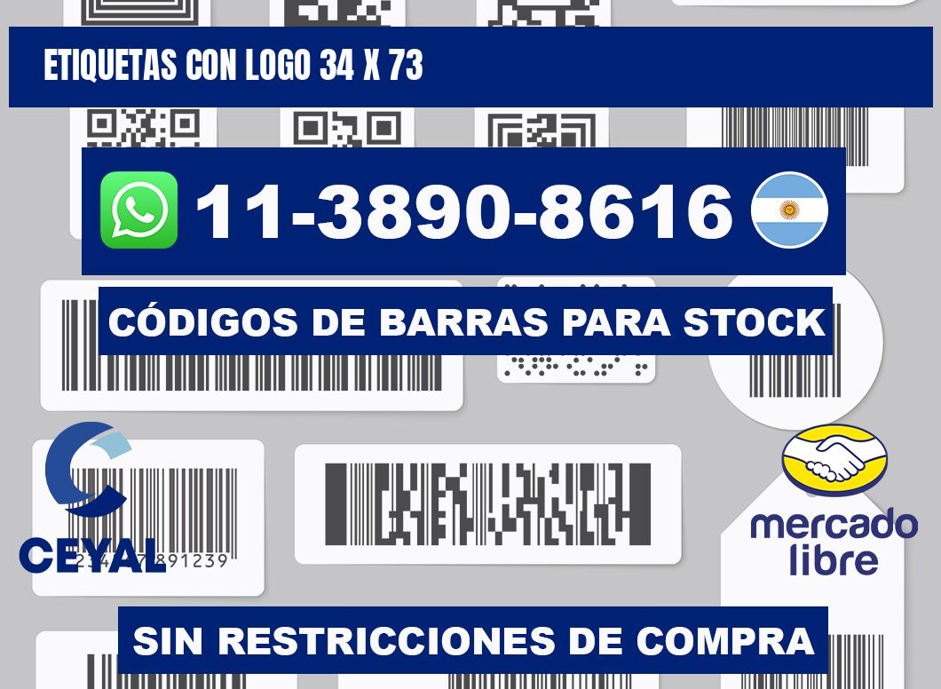 Etiquetas con logo 34 x 73