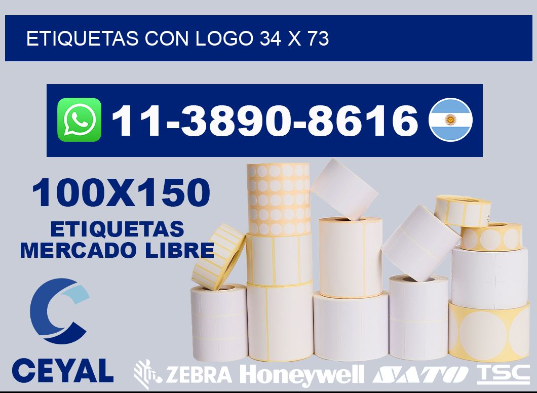 Etiquetas con logo 34 x 73