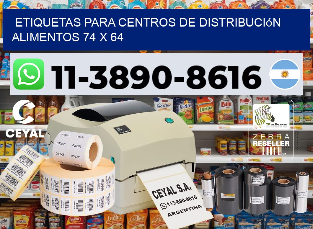 Etiquetas para centros de distribución alimentos 74 x 64