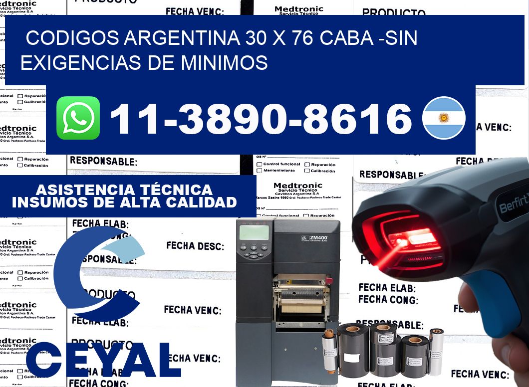 codigos Argentina 30 x 76 CABA -Sin exigencias de minimos