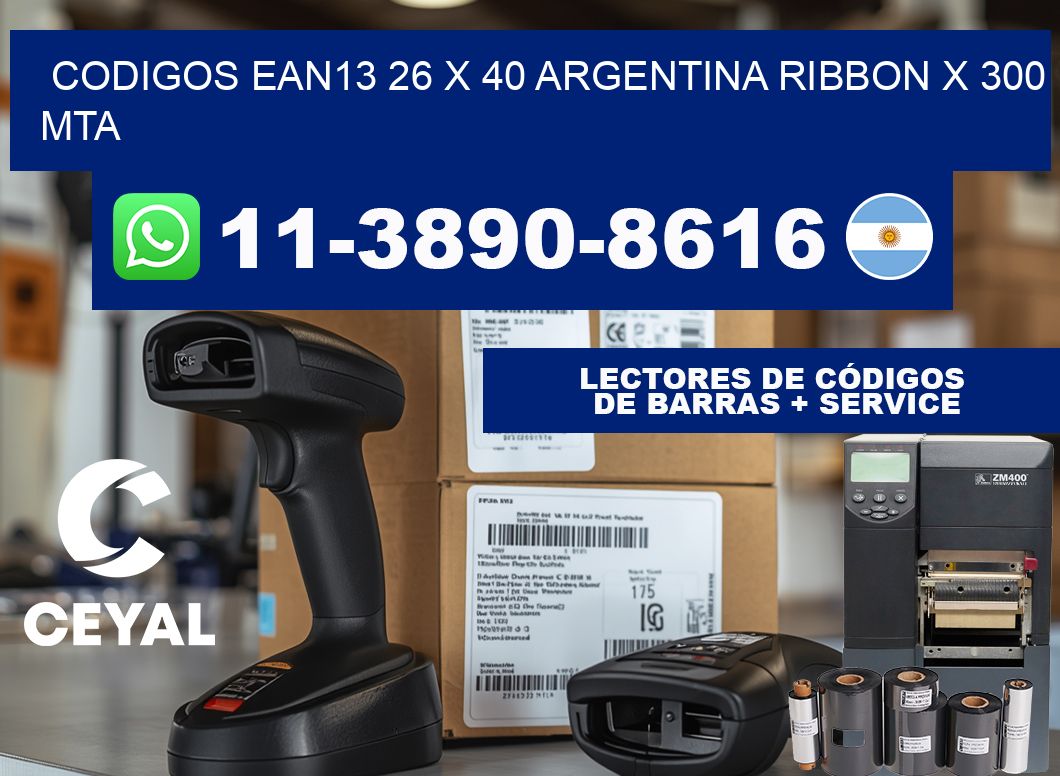 codigos ean13 26 x 40 argentina ribbon x 300 mta