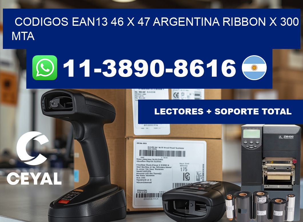 codigos ean13 46 x 47 argentina ribbon x 300 mta