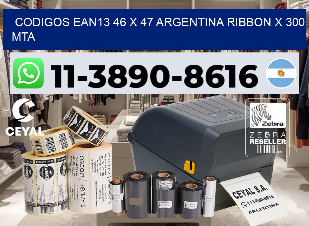 codigos ean13 46 x 47 argentina ribbon x 300 mta