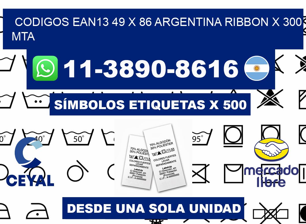 codigos ean13 49 x 86 argentina ribbon x 300 mta
