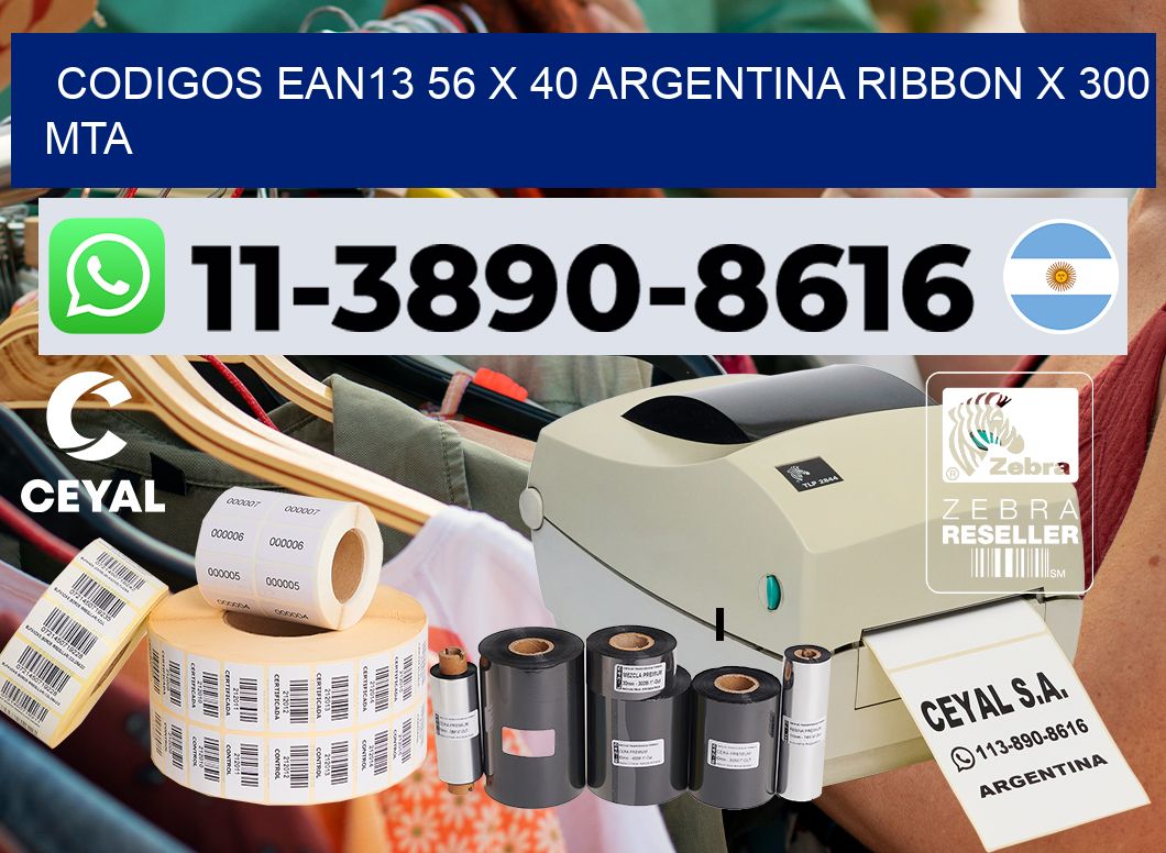 codigos ean13 56 x 40 argentina ribbon x 300 mta