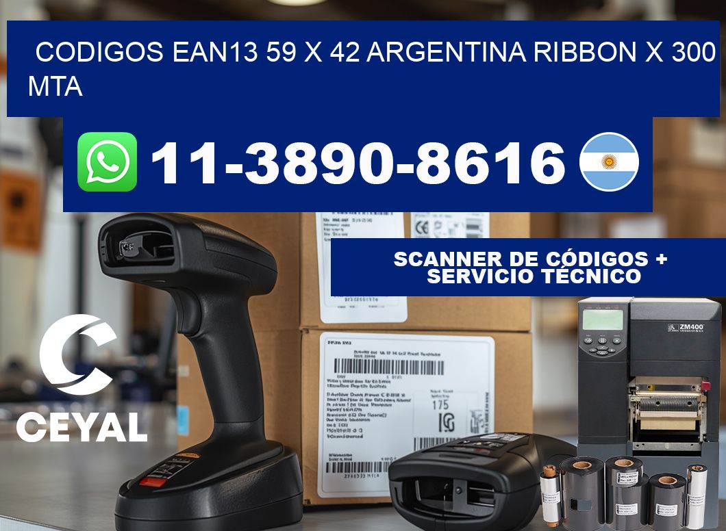 codigos ean13 59 x 42 argentina ribbon x 300 mta