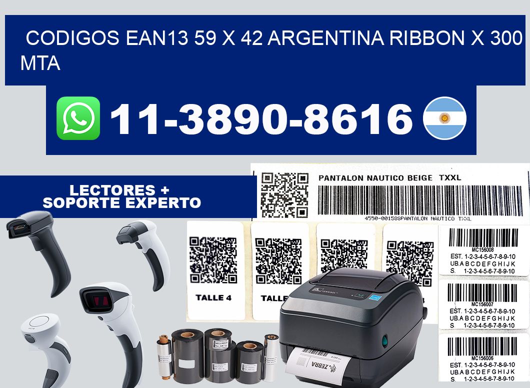 codigos ean13 59 x 42 argentina ribbon x 300 mta