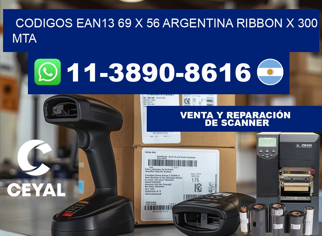 codigos ean13 69 x 56 argentina ribbon x 300 mta