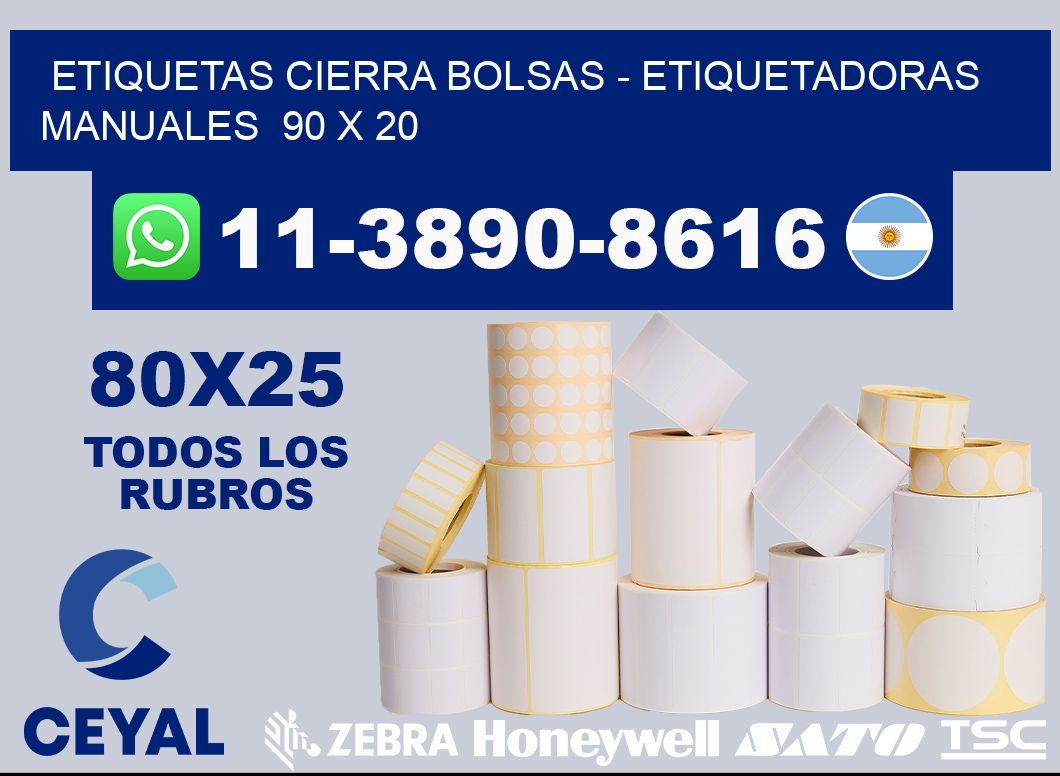 etiquetas cierra bolsas - Etiquetadoras Manuales  90 x 20