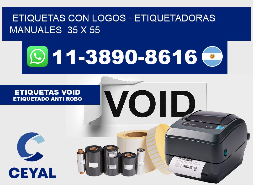 etiquetas con logos - Etiquetadoras Manuales  35 x 55