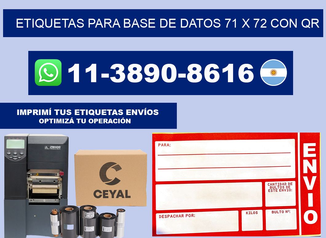 etiquetas para base de datos 71 x 72 con QR