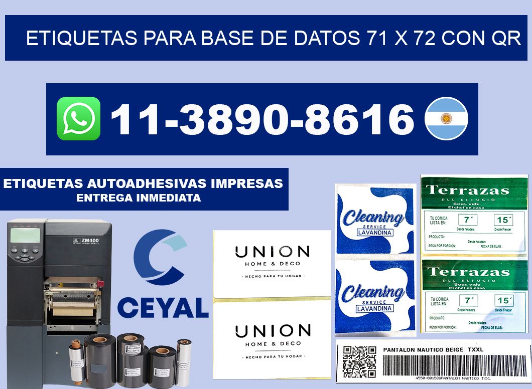 etiquetas para base de datos 71 x 72 con QR