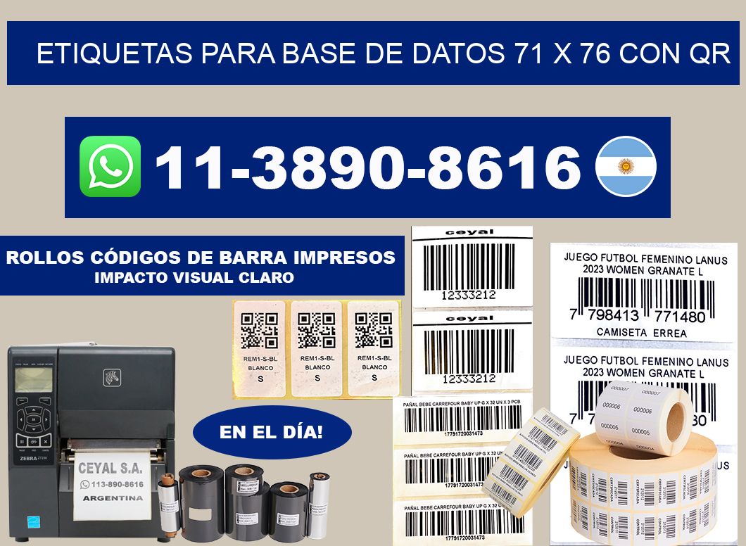 etiquetas para base de datos 71 x 76 con QR
