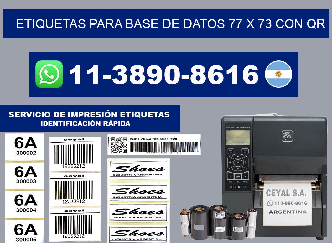 etiquetas para base de datos 77 x 73 con QR