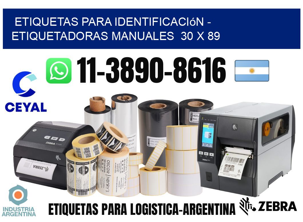 etiquetas para identificación - Etiquetadoras Manuales  30 x 89