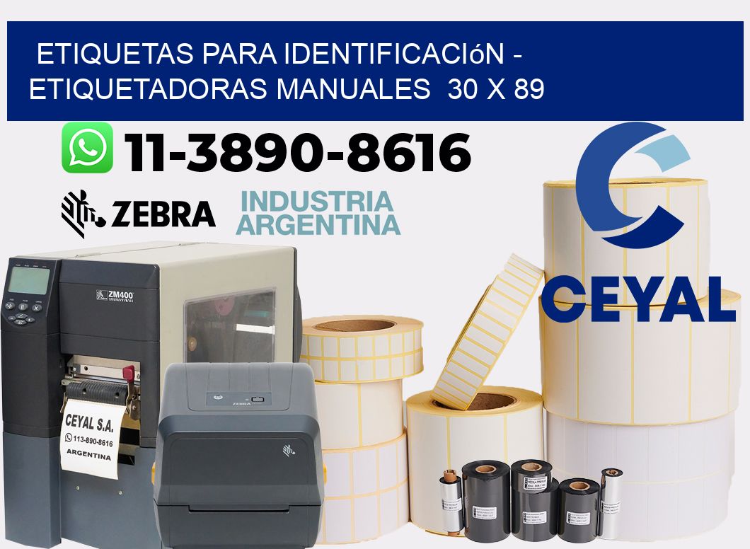 etiquetas para identificación - Etiquetadoras Manuales  30 x 89