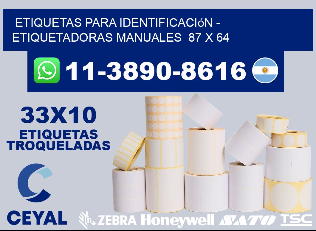 etiquetas para identificación - Etiquetadoras Manuales  87 x 64