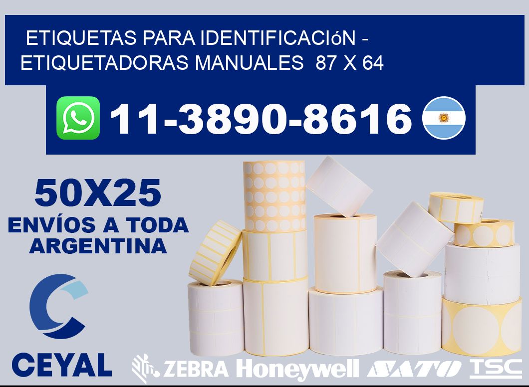 etiquetas para identificación - Etiquetadoras Manuales  87 x 64